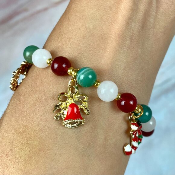 Holiday Christmas Bracelet - Genuine Crystals with Multiple Christmas Charms - Picture 9 of 11